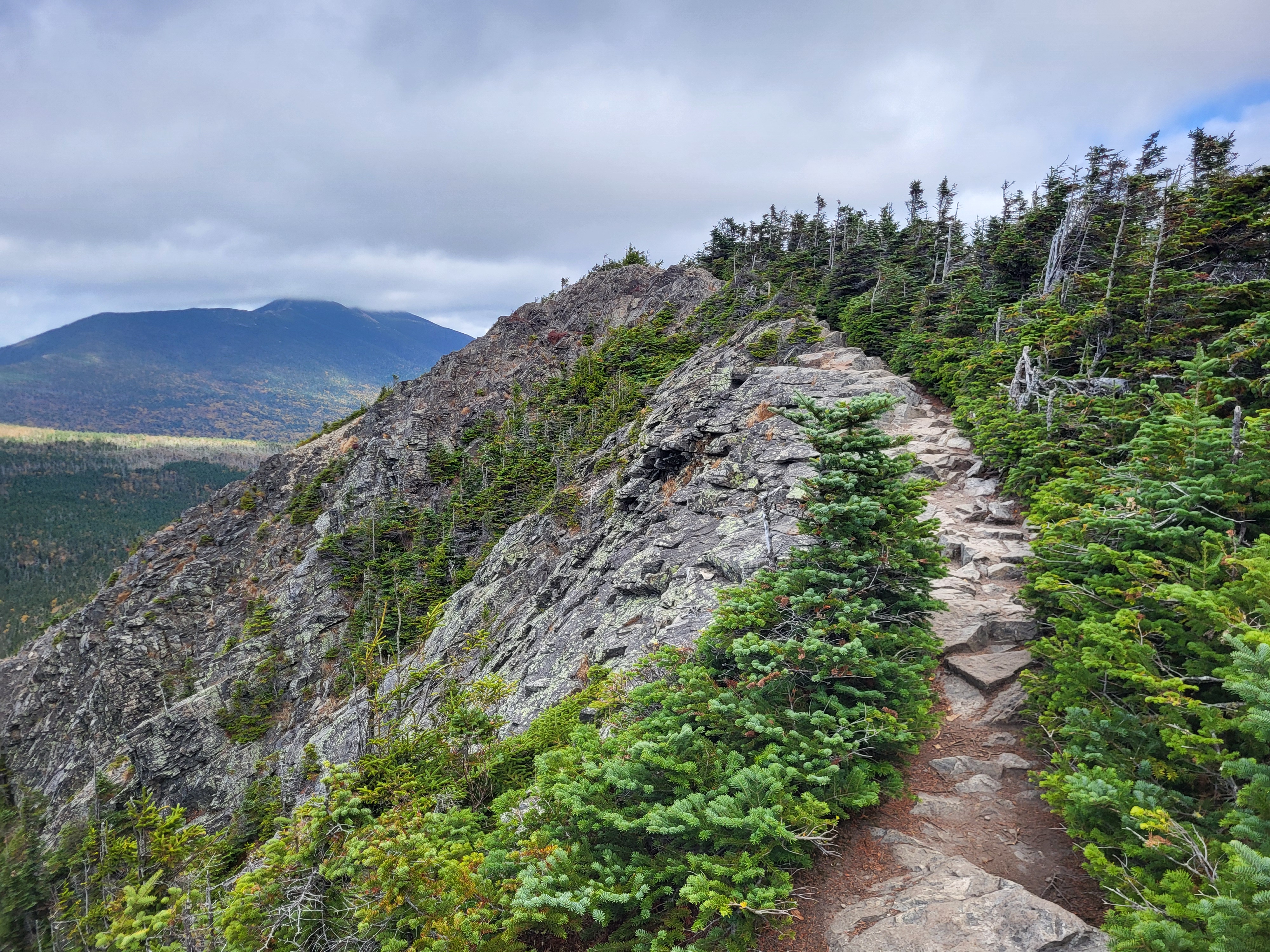 Mt. Flume summit approach cliffside path