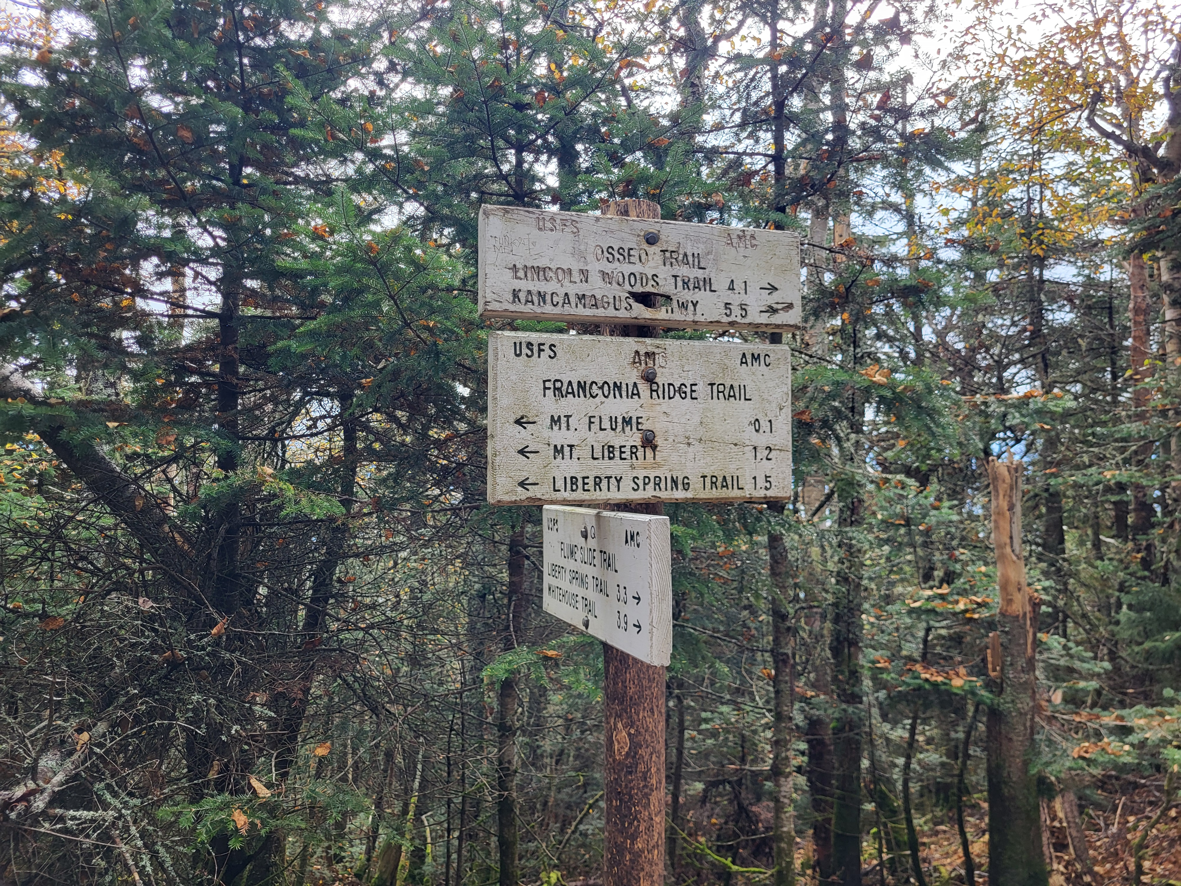 Trail sign at the top of the slide