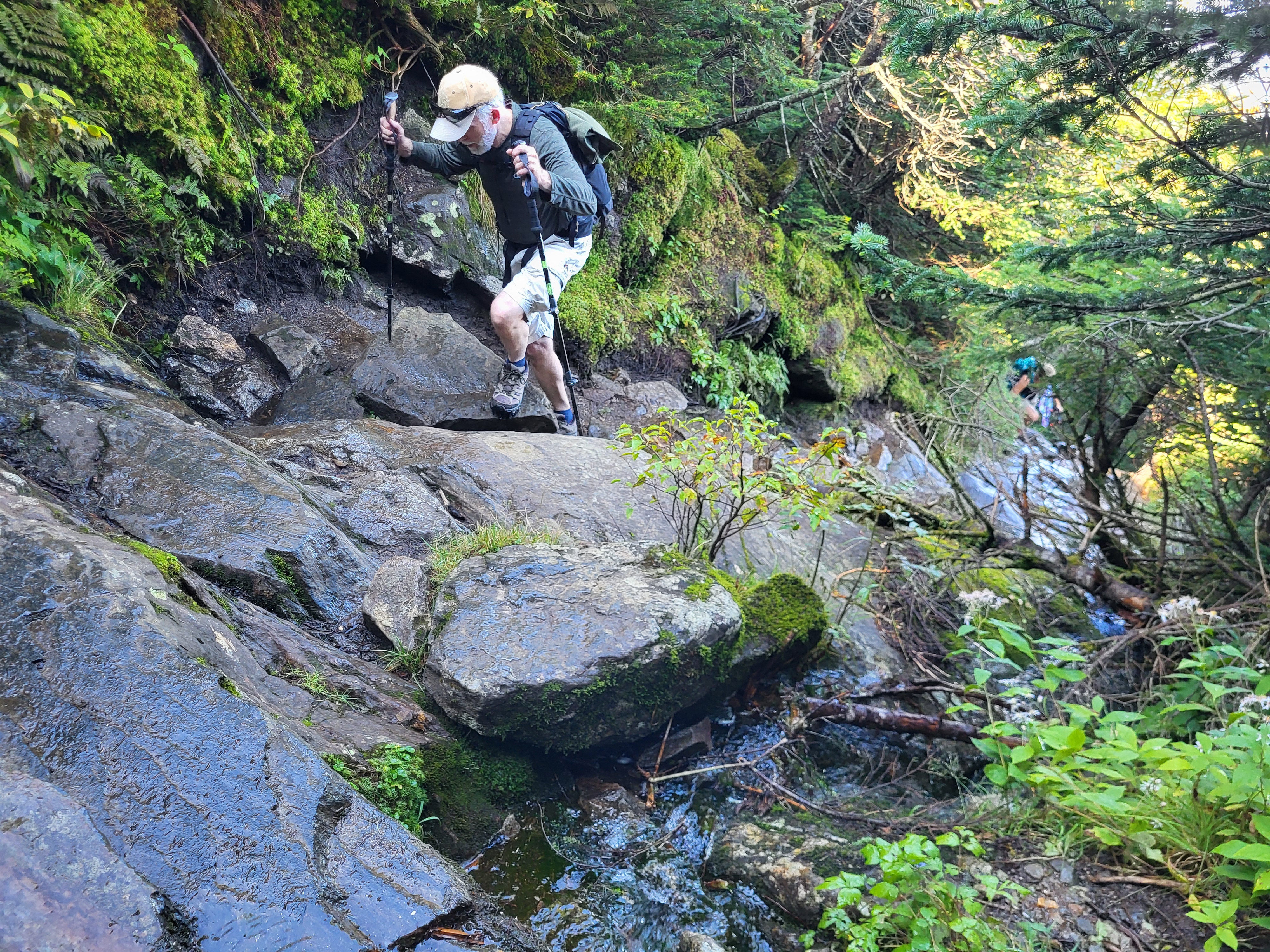 my dad ascending the waterfall