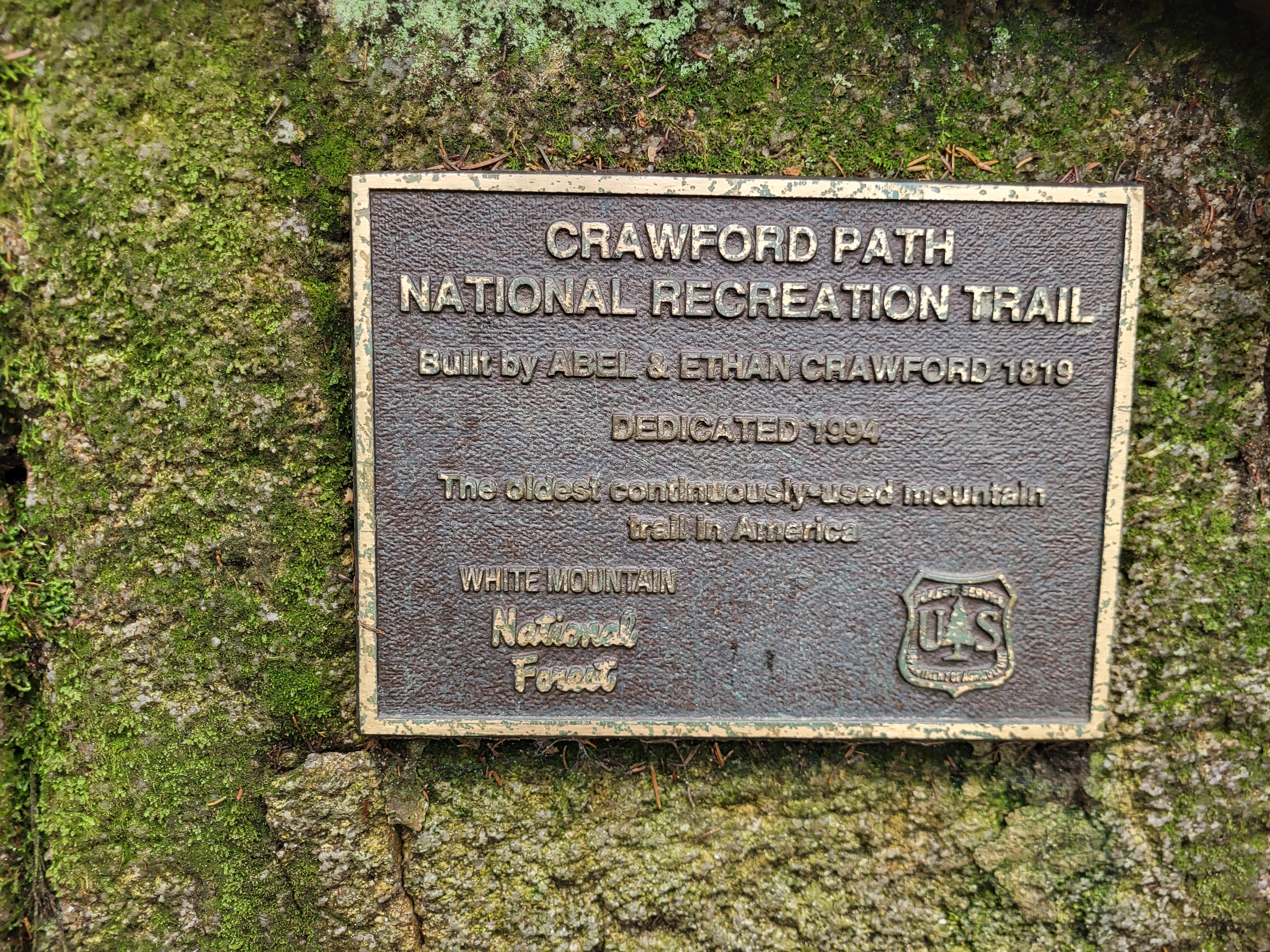 Crawford path plaque
