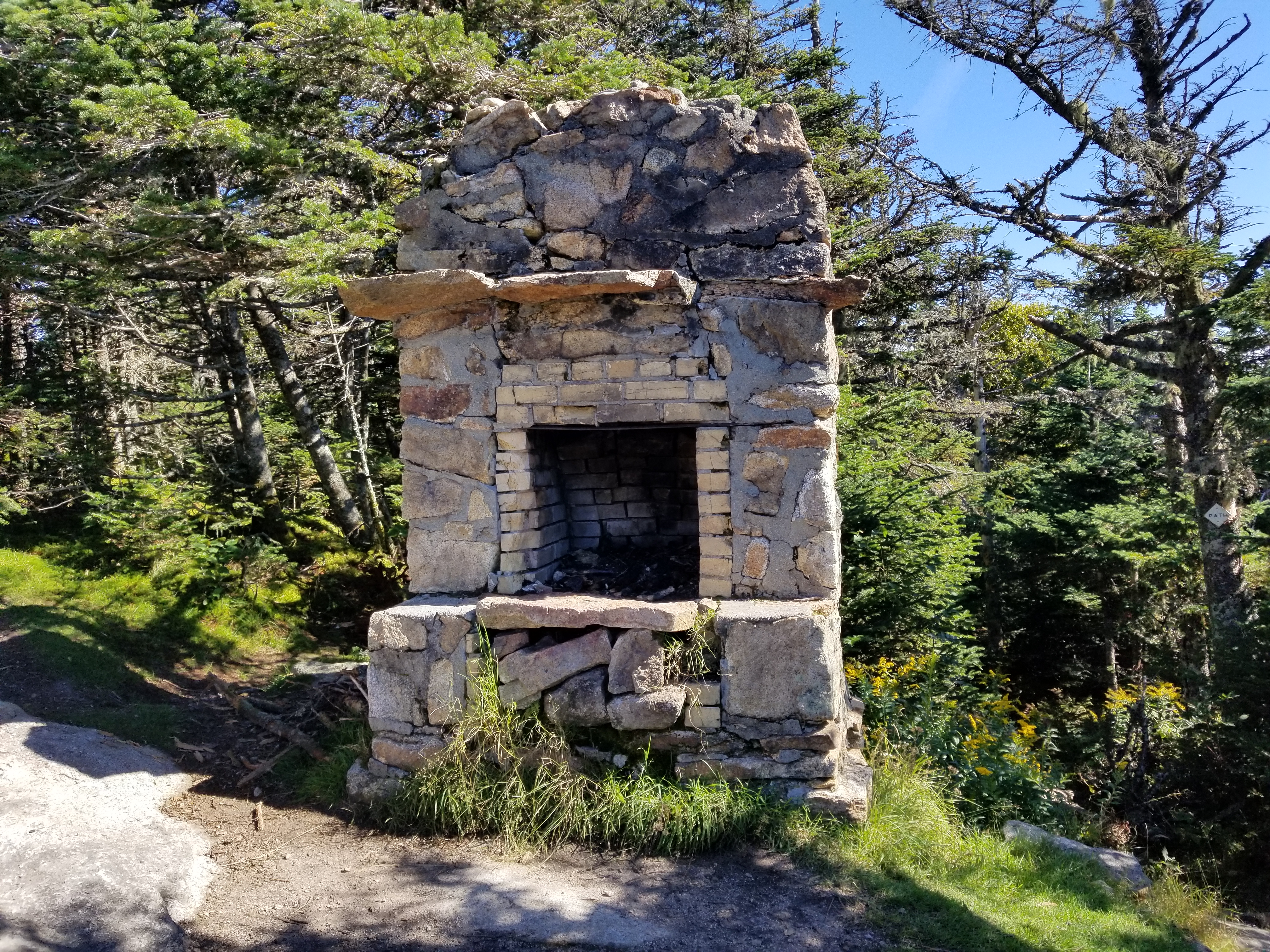 The old stone fireplace