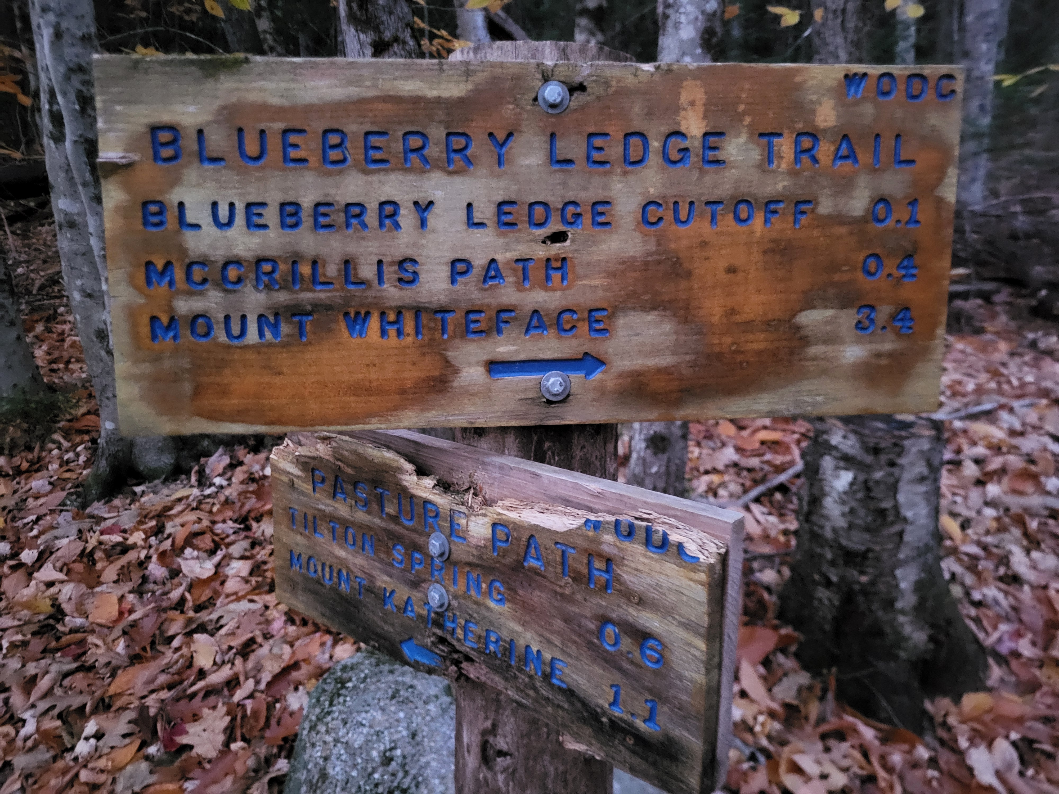 Blueberry ledge trailhead sign