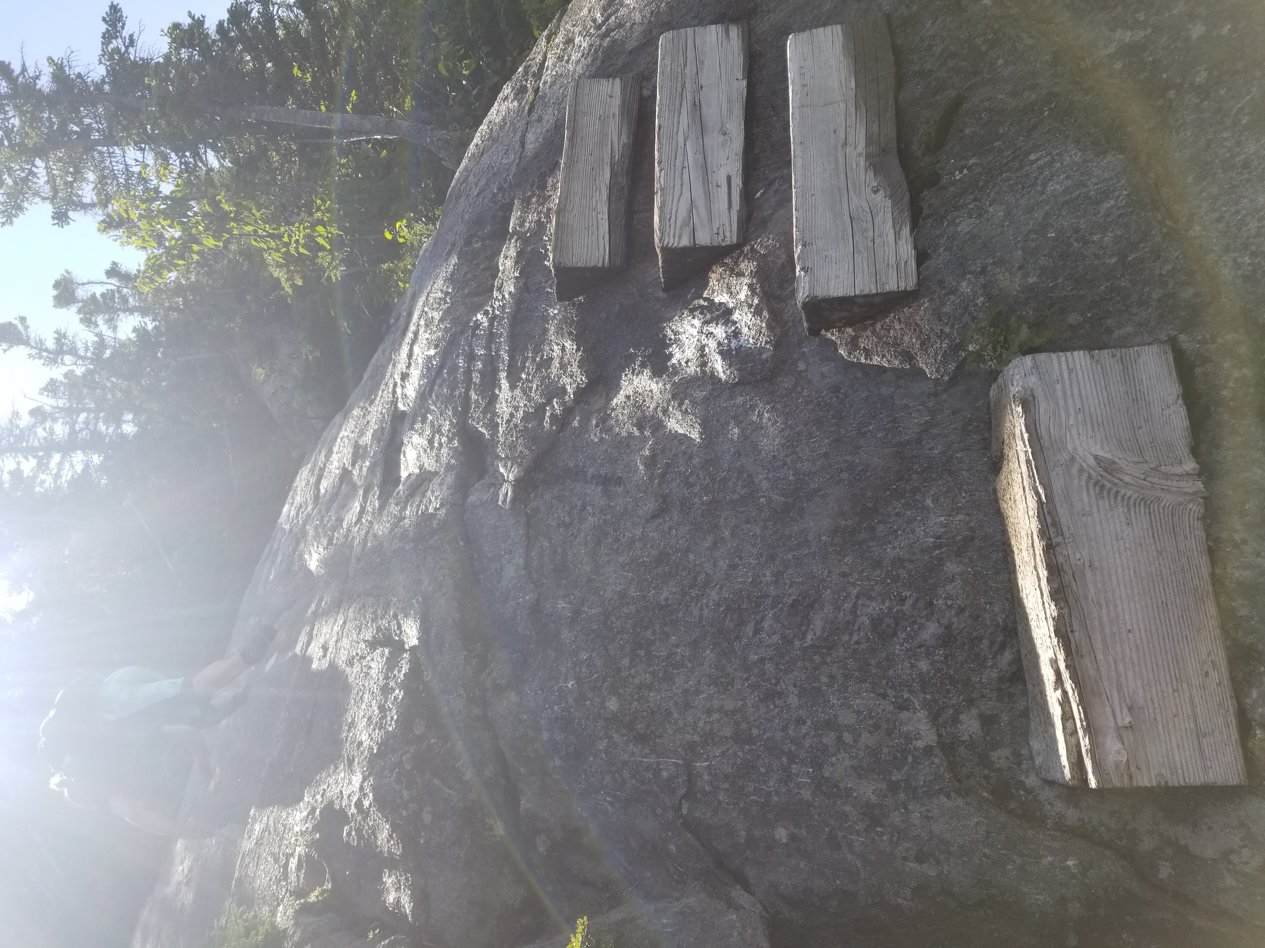 Steps bolted onto the sheer rock face